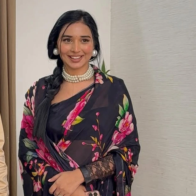 Tanya Mittal black printed Saree