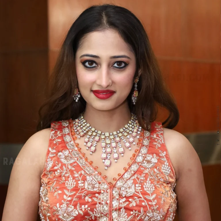 Ragalahari Actress Heena Sheikh stills in Orange Lehenga Choli