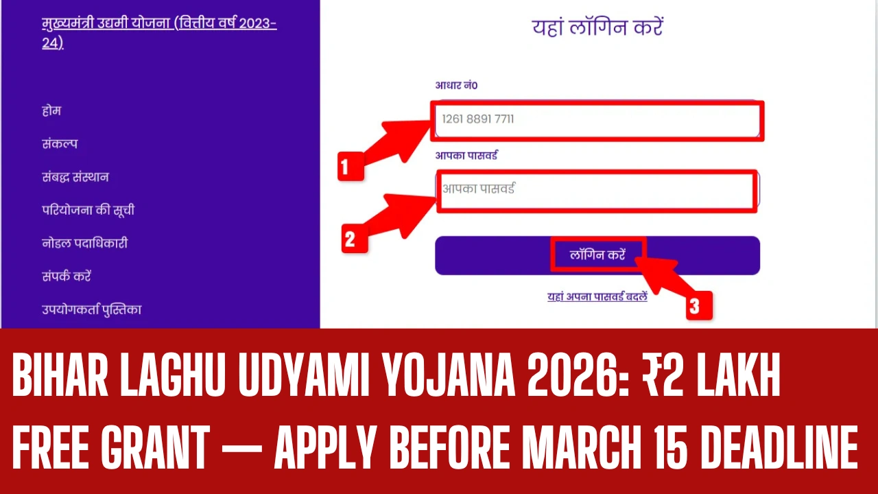 Bihar Laghu Udyami Yojana 2026: ₹2 Lakh Free Grant
