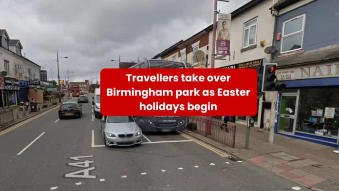 Travellers take over Birmingham park as Easter holidays begin